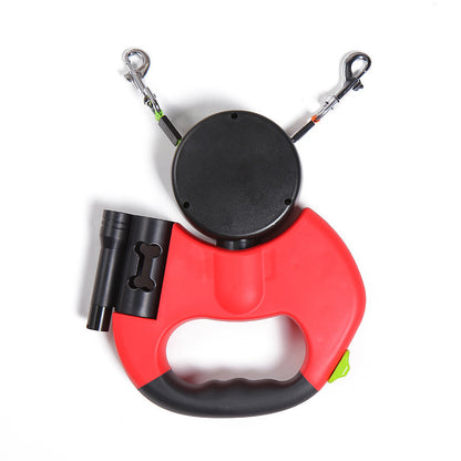 Doppel-Hundeleine mit LED-Licht – Automatisch Einziehbar & 360° Drehbar